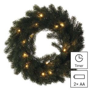 EMOS LED vánoční věnec Hud s časovačem 40 cm teplá bílá