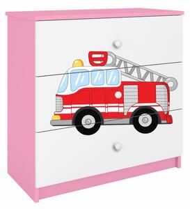 KOCOT KIDS Komoda - BABYDREAMS, matná bílá/růžová, různé motivy na výběr Motiv: hasičské auto