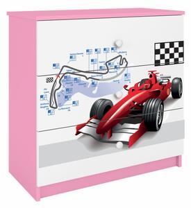KOCOT KIDS Komoda - BABYDREAMS, matná bílá/růžová, různé motivy na výběr Motiv: závodní auto