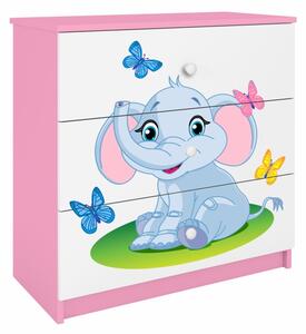 KOCOT KIDS Komoda - BABYDREAMS, matná bílá/růžová, různé motivy na výběr Motiv: slon