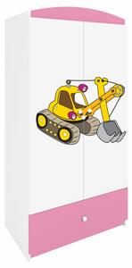 KOCOT KIDS Šatní skříň - BABYDREAMS, matná bílá/růžová, různé motivy na výběr Motiv: nákladní auto