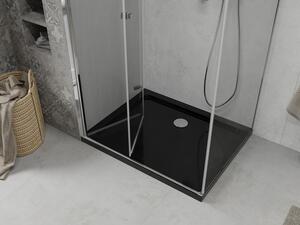 Mexen Lima skládací sprchový kout 90 x 100 cm, Průhledné, Chromovaná + sprchová vanička Flat, Černá