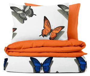 Ervi bavlněné povlečení oboustranné - motýli barevné/oranžové