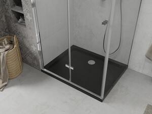 Mexen Lima skládací sprchový kout 120 x 80 cm, Průhledné, Chromovaná + sprchová vanička Flat, Černá