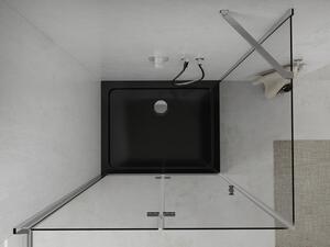 Mexen Lima skládací sprchový kout 90 x 100 cm, Průhledné, Chromovaná + sprchová vanička Flat, Černá