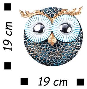 Wallity Nástěnná kovová dekorace OWL II modrá/stříbrná