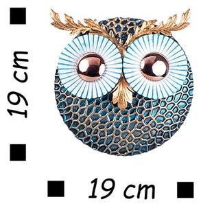 Wallity Nástěnná kovová dekorace OWL II modrá/měděná