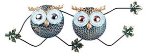 Wallity Nástěnná kovová dekorace OWL modrá/zlatá