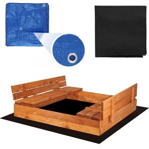 Dětské pískoviště s krytem 150x150 cm DECHLAND Smart 150SET hnědé