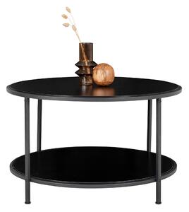 House Nordic Konferenční stolek Vita (Kulatý konferenční stolek s černým rámem a černou deskou\nø80x45 cm)