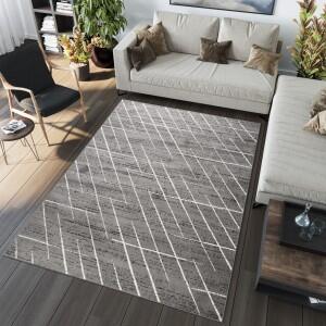 Makro Abra Moderní kusový koberec GRACE 5675A Geometrický tmavě šedý krémový Rozměr: 80x150 cm