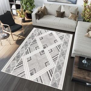 Makro Abra Moderní kusový koberec GRACE 6340A Geometrický krémový světle šedý Rozměr: 120x170 cm