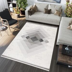 Makro Abra Moderní kusový koberec GRACE 5570A Geometrický krémový světle šedý Rozměr: 140x200 cm