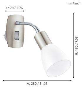 Eglo 902367 - Nástěnná lampička do zásuvky DAKAR 3 1xE14/5W/230V matný chrom