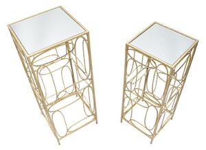 Set 2 ks odkládacích stolků Mauro Ferretti Relas 35x35x90-30x30x80 cm, zlatá/stříbrná