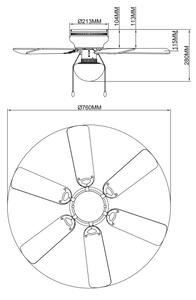 GLOBO 0307 - Stropní ventilátor UGO 1xE27/60W/230V