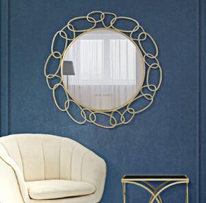 Zlaté nástěnné zrcadlo Mauro Ferretti Chain, 84x2 cm