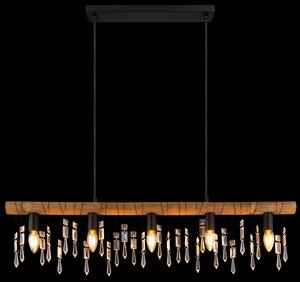 GLOBO Závěsné osvětlení nad jídelní stůl KIRA I, 5xE14, 40W, dřevěné, černé 15532-5H