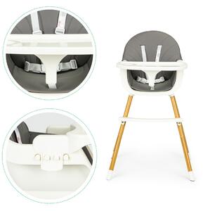 Dětská jídelní židlička 2v1 Colby EcoToys šedá
