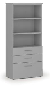 Kancelářská skříň s kombinovanými zásuvkami PRIMO GRAY, 1781 x 800 x 420 mm, šedá