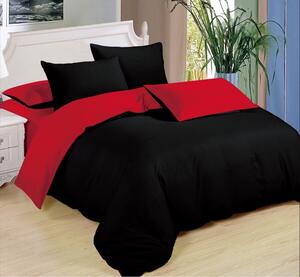 Bavlissimo 7-dílné povlečení bavlna/mikrovlákno černá červená 140x200 na dvě postele