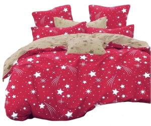 Bavlissimo 7-dílné povlečení obloha červená béžová 140x200 na dvě postele