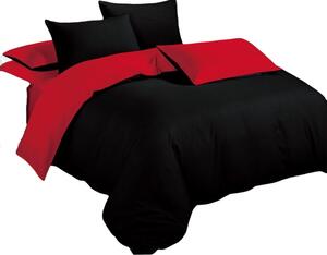 Bavlissimo 7-dílné povlečení bavlna/mikrovlákno černá červená 140x200 na dvě postele