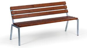 Venkovní lavička stohovatelná 1+1 ZDARMA, s opěradlem, zinkovaná, 1500 mm, mahagon tmavý