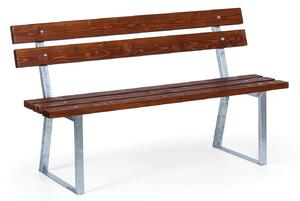 Parková lavička STANDARD s opěradlem 1+1 ZDARMA, zinkovaná, 1500 mm, mahagon tmavý