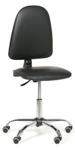 Pojízdná dílenská pracovní židle TORINO bez područek, permanentní kontakt, měkká kolečka, černá