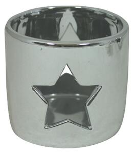 Svícen keramický malý stříbrný hvězda 9305075