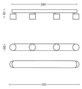 56244/48/16 Star bodové LED svítidlo 4x 4,5W 2000lm 2700K stmívatelné IP20, hliníkové