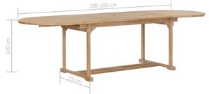 Rozkládací zahradní stůl - masivní teak - oválný | (180–280)x100x75cm