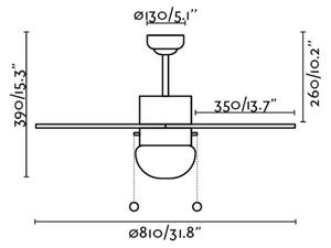 FARO 33180 - Stropní ventilátor PALAO 1xE14/40W/230V