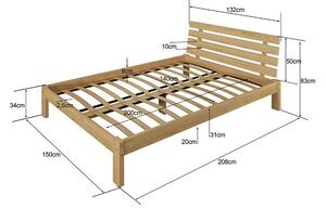 Dřevěná postel Klara 140x200 + rošt ZDARMA - borovice