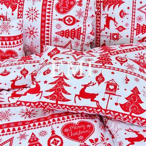 Vánoční bavlněné povlečení Eleonora červené EMI: Standardní set jednolůžko obsahuje 1x 200x140 + 1x 90x70