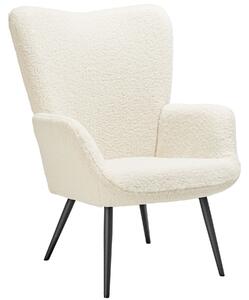 Tectake Křeslo Hygge polstrované, ergonomické, nosnost 150 kg - Bez podnožky,Bouclé krémová/černá