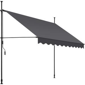Tectake Upínací markýza s ruční klikou, výškově nastavitelná - 250 x 180 cm,černá/šedá