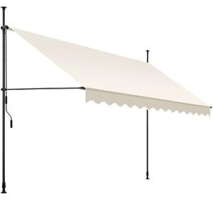 Tectake Upínací markýza s ruční klikou, výškově nastavitelná - 350 x 180 cm,béžová