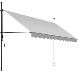 Tectake Upínací markýza s ruční klikou, výškově nastavitelná - 350 x 180 cm,světle šedá