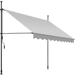 Tectake Upínací markýza s ruční klikou, výškově nastavitelná - 250 x 180 cm,světle šedá
