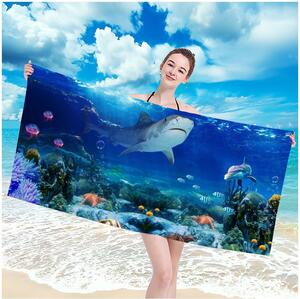 Plážová osuška s motivem kouzelného podmořského světa 100 x 180 cm