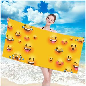 Plážová osuška s motivem různých emotikonů 100 x 180 cm