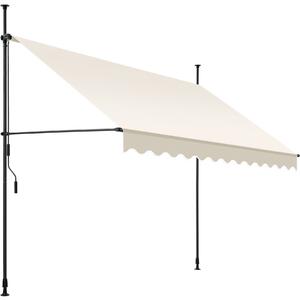 Tectake Upínací markýza s ruční klikou, výškově nastavitelná - 300 x 180 cm,béžová