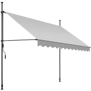 Tectake Upínací markýza s ruční klikou, výškově nastavitelná - 300 x 180 cm,světle šedá
