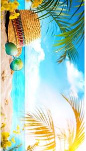 Plážová osuška s motivem plážového klobouku 100 x 180 cm