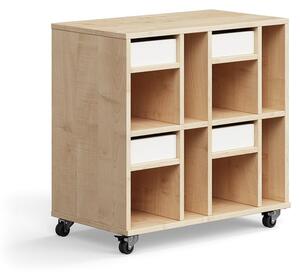 AJ Produkty Skříňka CASPER, 4 zásuvky, 8 přihrádek, bříza, bílá