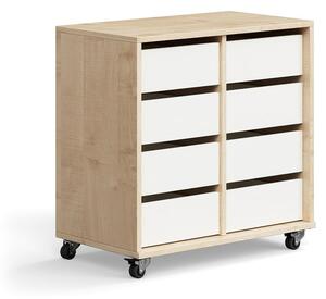 AJ Produkty Skříňka CASPER, 8 zásuvek, bříza, bílá