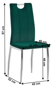 TEMPO Jídelní židle, smaragdová Velvet látka / chrom, OLIVA NEW