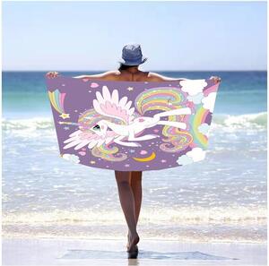 Plážová osuška s motivem jednorožce 100 x 180 cm